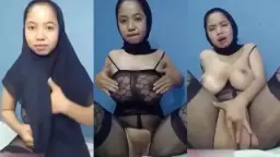 Lusi Berjilbab Hitam Menggairahkan, Mengoceh Penuh Nafsu Saat Basah