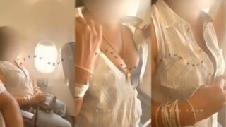 Istri India berani memamerkan payudaranya di penerbangan umum