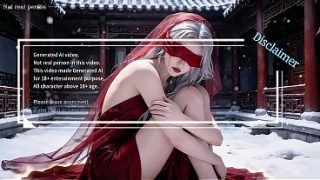 Gadis Tionghoa klasik berkulit salju, berambut putih dan berbaju merah. Adegan oral hingga klimaks, episode pertama, hasil AI yang wajib ditonton.
