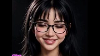 Gadis Tionghoa cantik menjulurkan lidah menggoda, animasi AI