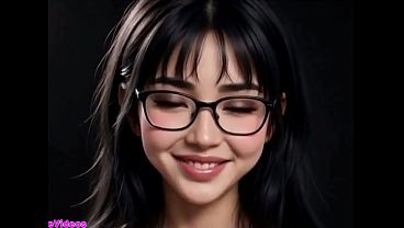 Gadis Tionghoa cantik menjulurkan lidah menggoda, animasi AI